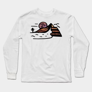 Minimalistic hand drawn landscape doodle Long Sleeve T-Shirt